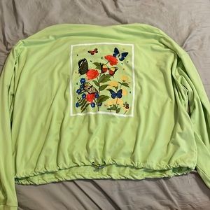 Graphic Cropped Sweater with Hood